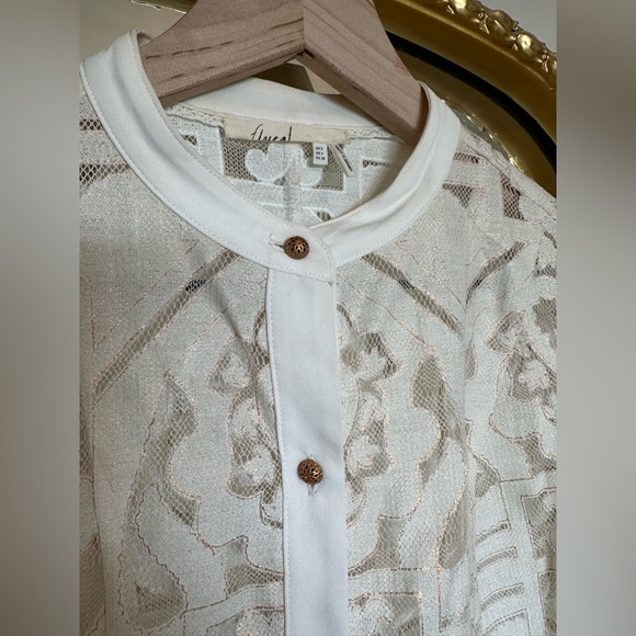 ANTHROPOLOGIE FLOREAT SAGESSE LACE BUTTON DOWN BLOUSE size 0 NWOT - Picture 3 of 6